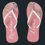 Tongs Mariage personnalisé de la couleur d'eau de la fem<br><div class="desc">Couleur d'eau Bridesmaid mariage personnalisé de la plage avec le nom et le titre de la femme de ménage.</div>