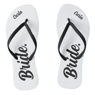 Tongs Mariée de Bachelorette personnalisée noir et blanc