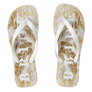 Tongs Mariée de luxe en ivoire et en or en palmier