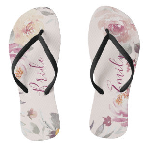Tongs Mariée florale romantique personnalisée