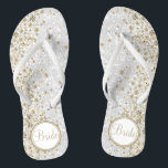 Tongs Mariée - Parties scintillant blanche et diamant or<br><div class="desc">Joli et très élégant Flip Flop Chaussures avec faux diamants or sur un arrière - plan parties scintillant faux blanc prêt pour vous à personnaliser avec votre texte. ⭐ Ce Produit est 100% Personnalisable. *****Cliquez sur le BOUTON PERSONNALISER pour ajouter, supprimer, déplacer, redimensionner, modifier, tourner, etc... n'importe quel graphique ou...</div>