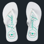 Tongs Mariée personnalisée (aqua)<br><div class="desc">Amusant,  blanc personnalisé et bleu aqua mariage de mariée tongs flops.</div>
