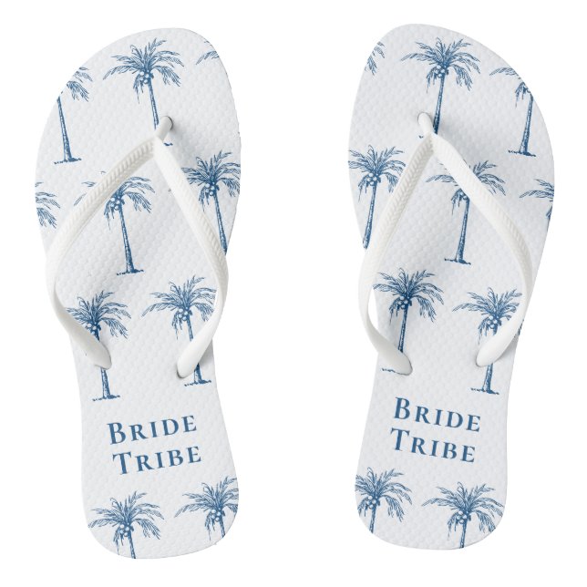Tongs Mariée Tribe Bleu Tropical Palm Tree (Semelle)