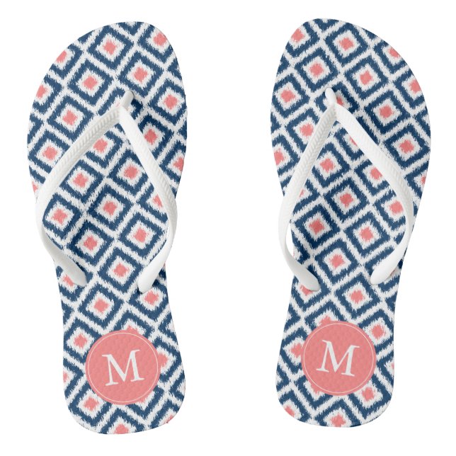 Tongs Marine et Coral Ikat Motif (Semelle)