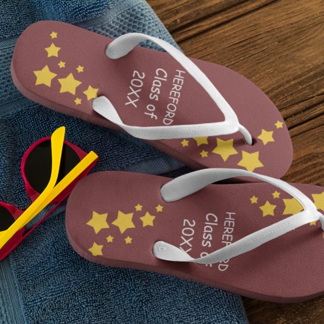 Tongs Maroon & Gold Graduation Graduation Flip Flops (Créateur téléchargé)