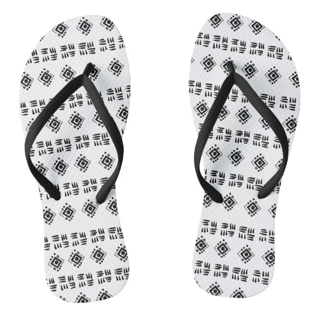 Tongs Marques ethniques noir blanc (Semelle)