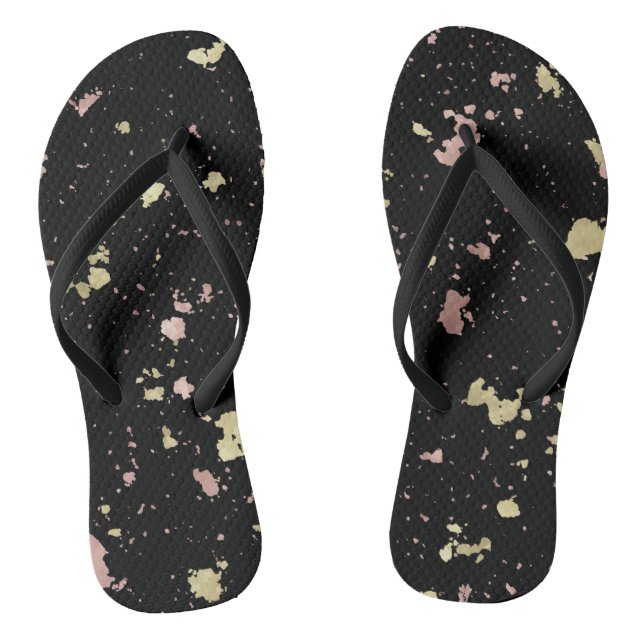 Tongs Matte Gold et Rose Gold Flakes Noir (Semelle)