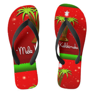 Tongs Mele Kalikimaka Palm Tree pour Noël