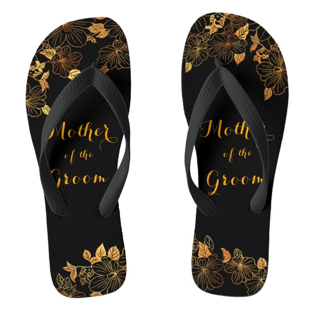Tongs Mère de la chambre Luxe Black & Gold Foliage (Semelle)