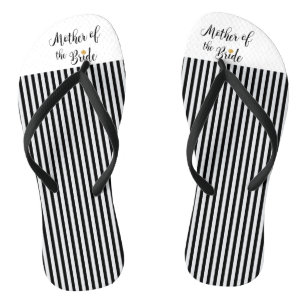 Tongs Mère de la Mariée noir rayures or fleur