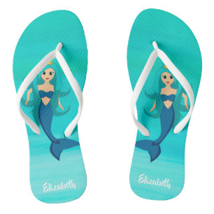Tongs Mermaid princesse sur l'eau de mer aquamarine