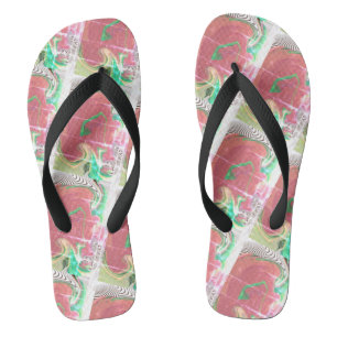 Tongs Mignonne Noir Vert ROSE Moderne Femme Flip Flops