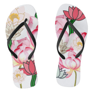 Tongs Mikitiez lotus rose jardin fleuri