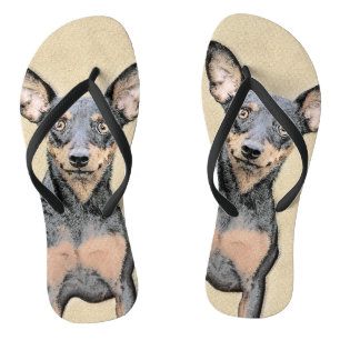 Tongs Miniature Pinscher Peinture Cute Original Dog Art
