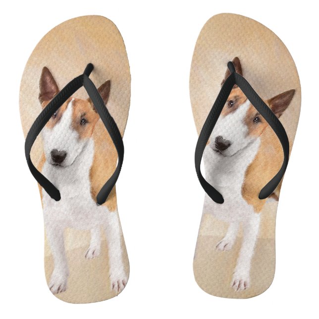 Tongs Miniature Taureau Terrier Peinture - Joli Original (Semelle)