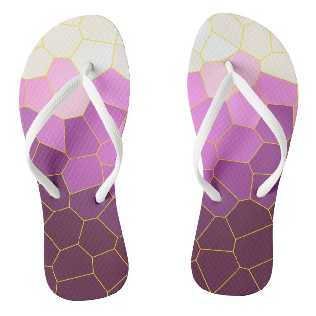 Tongs Minimalisme Art Abstrait Violet Rose Cellules Blan (Semelle)