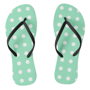 Tongs Mint Green White Dots Moderne Modèle tendance