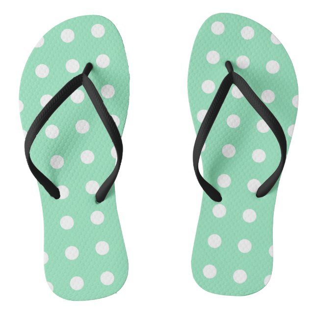 Tongs Mint Green White Dots Moderne Modèle tendance (Semelle)
