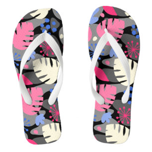 Tongs Mod Monstera Feuilles Abstrait Hawaiian Tropical -