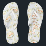 Tongs Mode de plage tropicale | Bachelorette<br><div class="desc">Merci à vos meilleures filles de se tenir à vos côtés avec ces tongs uniques. Le cadeau de bachelorette parfait pour votre soirée de week-end! Personnaliser pour toute votre fête de mariage et bien sûr la mariée, ou pour votre douche nuptiale ou week-end de bachelorette. Nos tongs nuptiales sont le...</div>