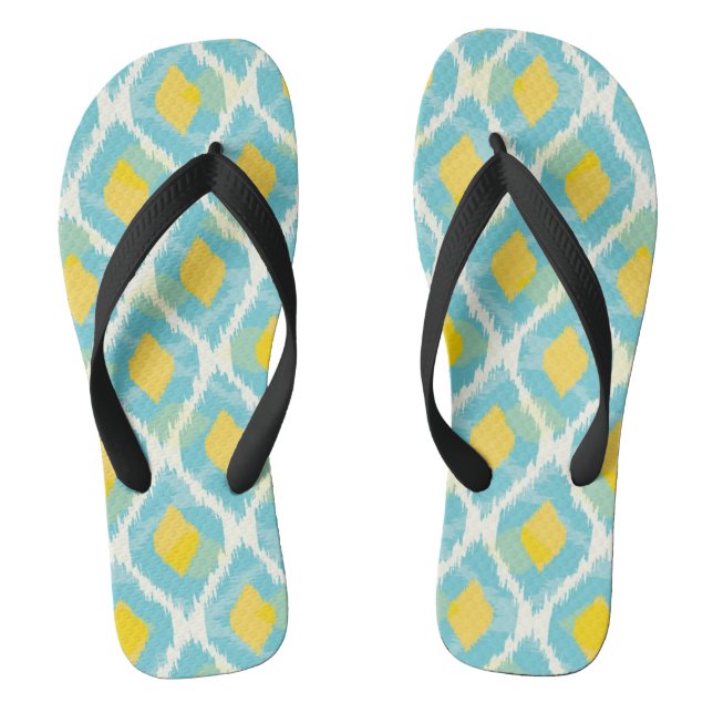 Tongs Mode jaune bleue d'ikat tribal moderne (Semelle)