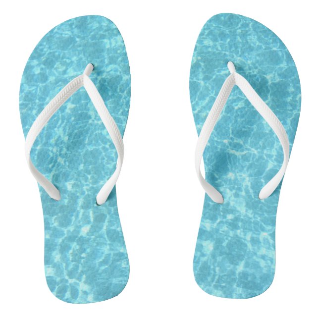 Tongs Modèle Adulte Sangles Minces Blanches Eau Bleue Pe (Semelle)