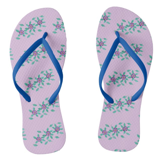 Tongs Modèles de trois fleurs violettes FlipFlops Floral (Semelle)