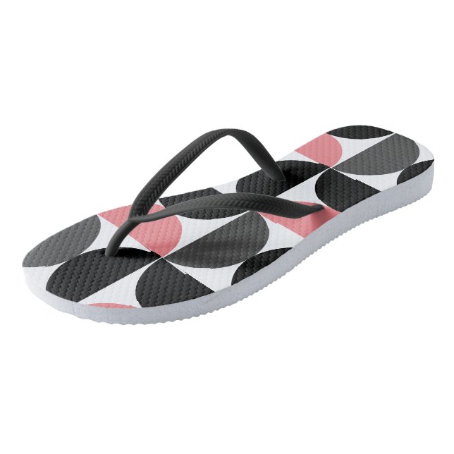 Tongs Moderne de milieu de siècle rose noir et blanc  (Incliné)
