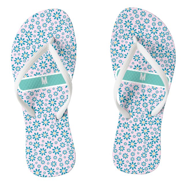 Tongs  Moderne personnalisée initiale de fleur de margue (Semelle)