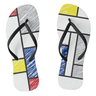 Tongs Mondrian Gribouillages Minimaliste Art Moderne De