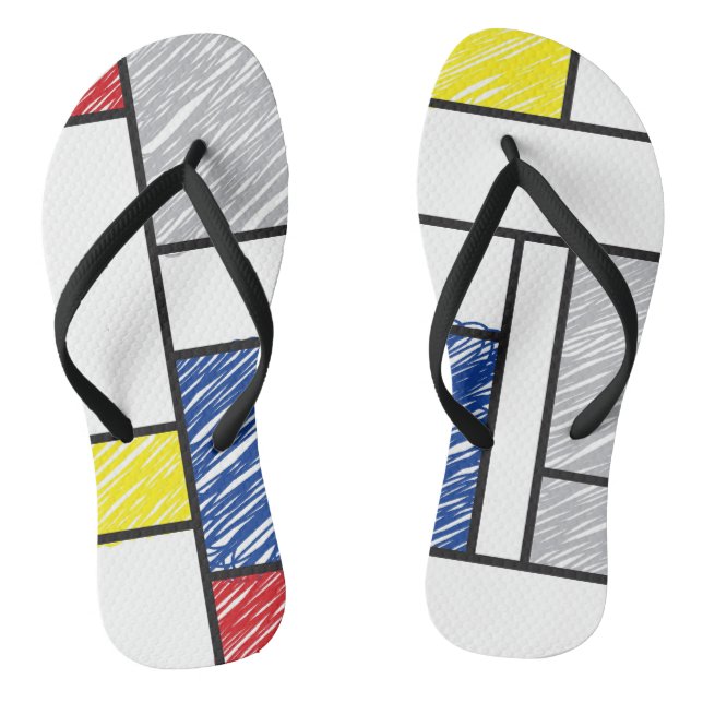 Tongs Mondrian Gribouillages Minimaliste Art Moderne De  (Semelle)