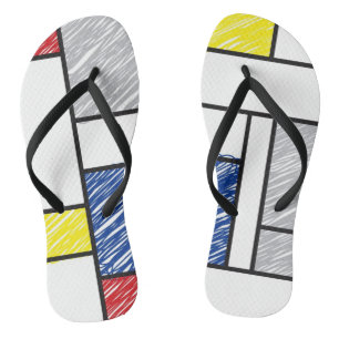 Tongs Mondrik Scribbles Minimalist De Stijl Art Moderne