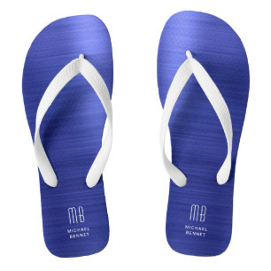 Tongs Monogramme Bleu Élégant