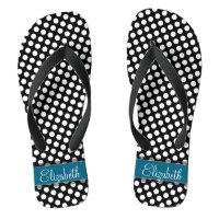 Monogramme bleu noir et blanc Motif à points Polka