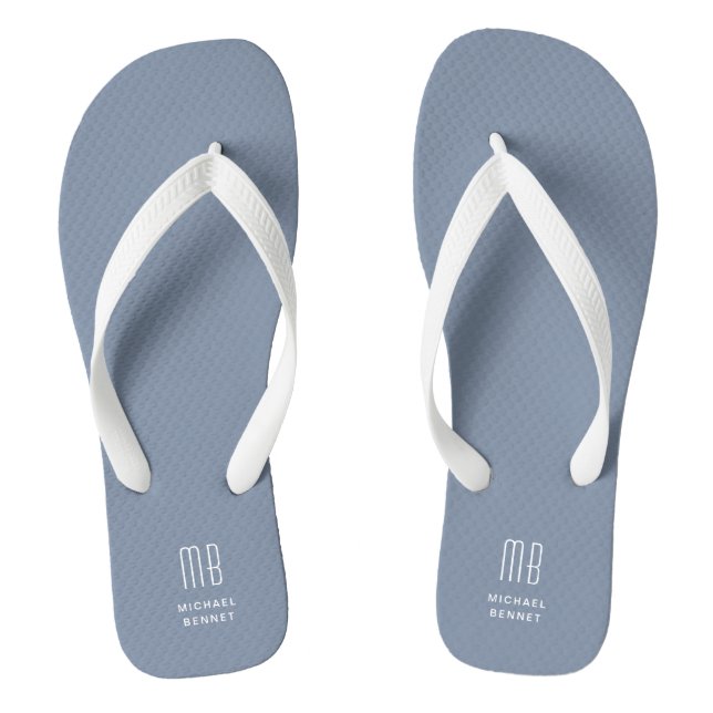 Tongs Monogramme Bleu Poussiéreux Moderne (Semelle)