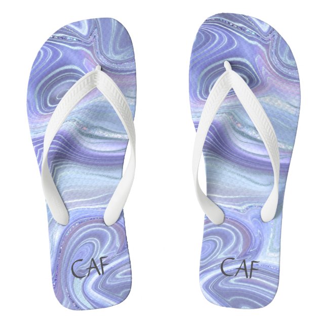 Tongs Monogramme bleu violet argent Agate Marbre Tourbil (Semelle)
