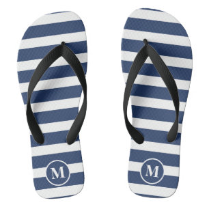 Tongs Monogramme classique Marine Bleu et Blancs Trappe