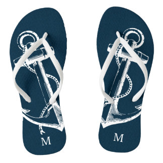 Tongs Monogramme d'Ancre Vintage bleu rustique