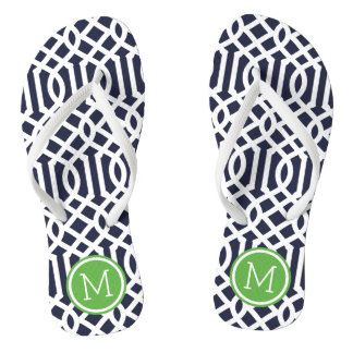 Tongs Monogramme de marine et de treillis vert
