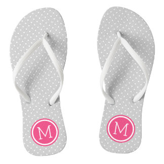 Tongs Monogramme de points minuscules gris et roses