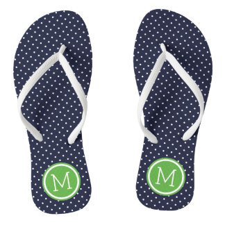 Tongs Monogramme de points minuscules marine et vert