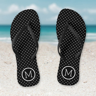 Tongs Monogramme de points minuscules noirs et blancs