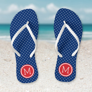Tongs Monogramme de points minuscules rouges blancs et b