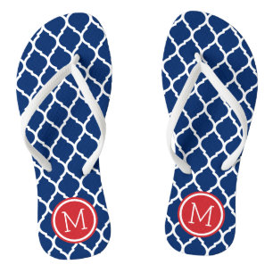 Tongs Monogramme de Quatrefoil rouge blanc et bleu maroc