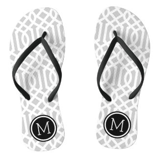 Tongs Monogramme de Trellis gris et noir