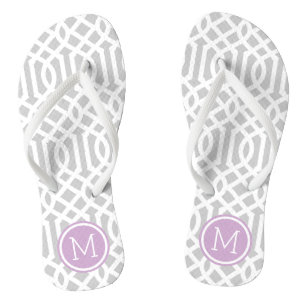 Tongs Monogramme de Trellis gris et violet