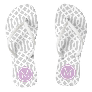 Tongs Monogramme de Trellis gris et violet