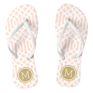 Tongs Monogramme de Trellis rose et or