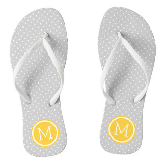 Tongs Monogramme des points minuscules gris et jaunes