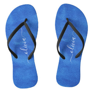 Tongs Monogramme en velours bleu